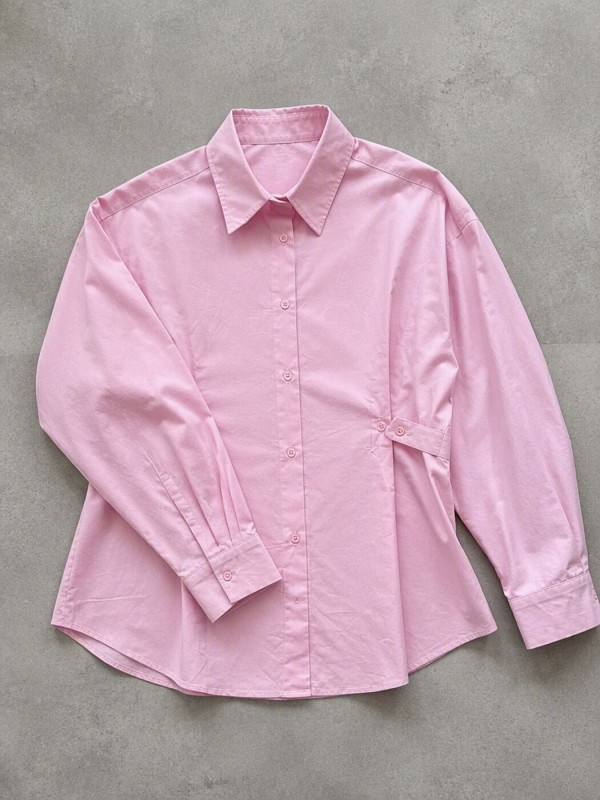 Рожева сорочка з акцентом на талії pink shirt  -  Зображення 3