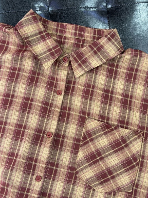 Бавовняна сорочка у клітинку oversized plaid shirt  -  Зображення 1