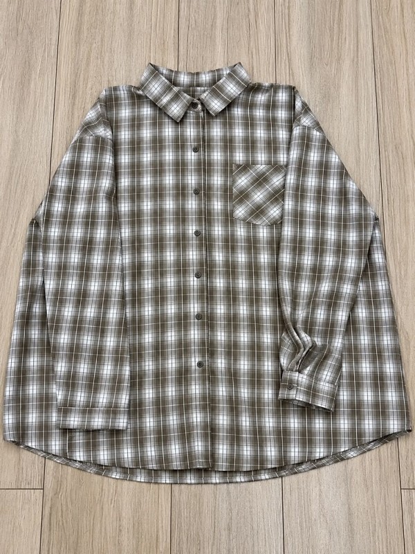 Бавовняна сорочка у клітинку oversized plaid shirt  -  Зображення 2