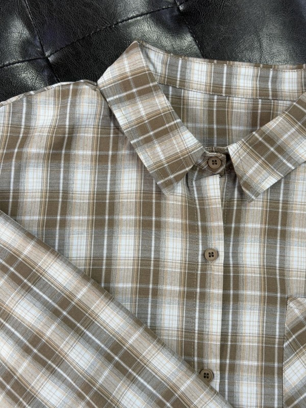 Бавовняна сорочка у клітинку oversized plaid shirt  -  Зображення 3