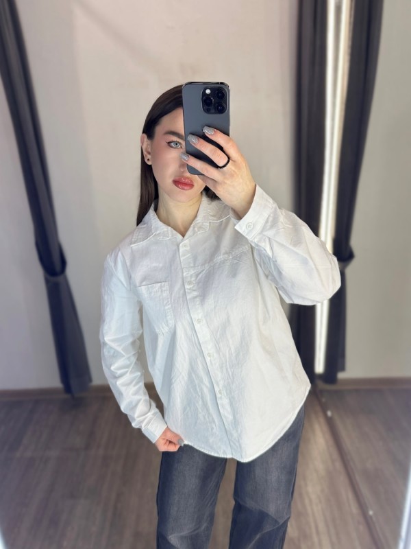 Однотонная рубашка из хлопка