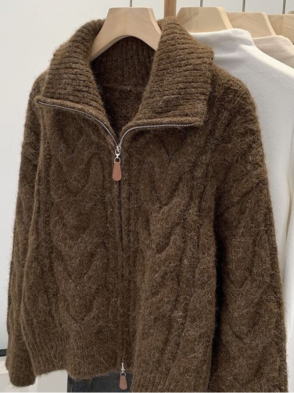 Тепла кофта на змійці alpaca wool zip-up sweater