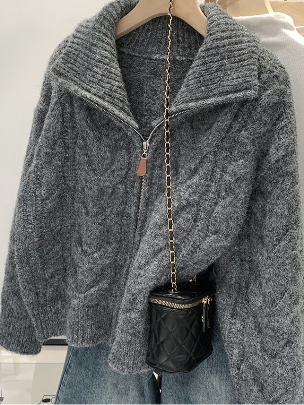 Теплая кофта на молнии alpaca wool zip-up sweater  - Изображение 1