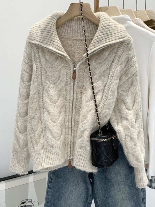 Теплая кофта на молнии alpaca wool zip-up sweater  - Изображение 2