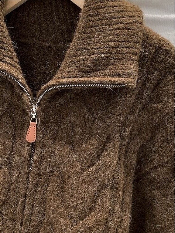 Теплая кофта на молнии alpaca wool zip-up sweater  - Изображение 3