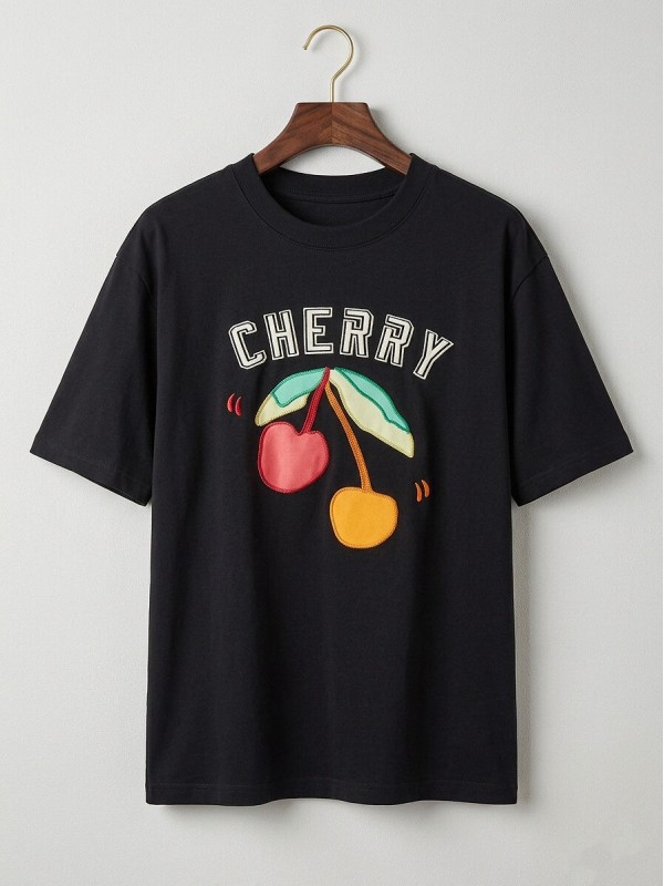 Футболка жіноча з вишнями cherry-print T-shirt  -  Зображення 2
