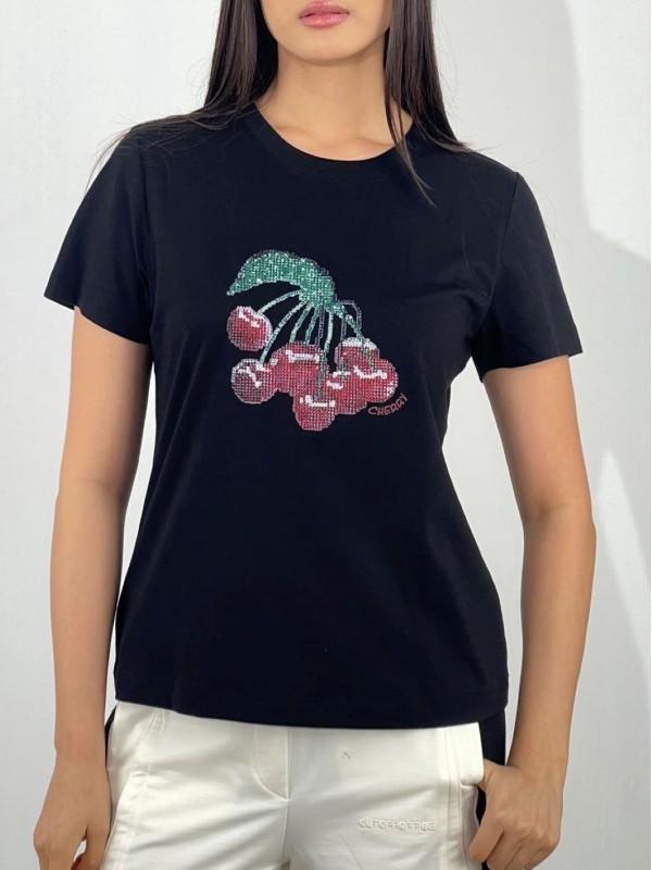Стильная хлопковая футболка shiny cherry  - Изображение 2
