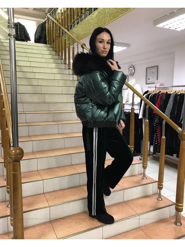 Куртка зелена тканина глянцева з поясом  -  2 -  у DP PARADISE — Мережа магазинів жіночого та чоловічого одягу 