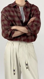 Мужская oversize рубашка в клетку с карманом plaid shirt