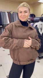 Демисезонная замшевая косуха утеплённая экомехом