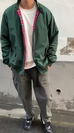 Бомбер "Harrington" с подкладкой в клетку