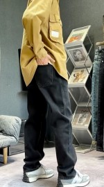 Чоловічі базові чорні джинси mom fit з високою посадкою relaxed fit 