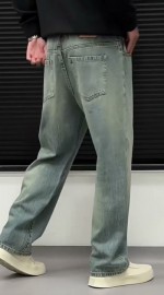 Джинсы на резинке с потертостями в винтажном стиле loose denim