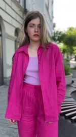  Стильная женская рубашка из льна свободного кроя linen beauty