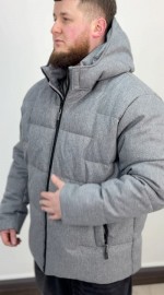 Теплый мужской пуховик из фактурного поликотона puffer down