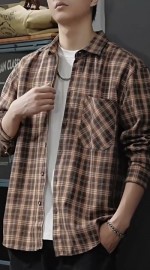 Оверсайз мужская рубашка в клетку из хлопковой ткани casual plaid