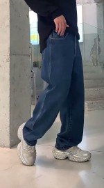 Свободные джинсы прямые и широкие на каждый день baggy-blue