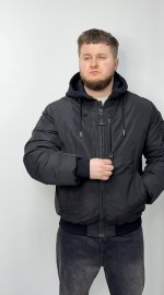 Чоловічий двошаровий зимовий бомбер з імітацією худі dual-layer 