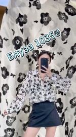 Полупрозрачная блуза в цветочный принт