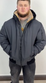 Чоловічий зимовий бомбер з м'яким хутряним коміром arctic edge