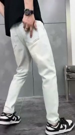 Чоловічі джинси slim з потертостями light blue ripped