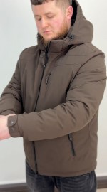 Зимняя мужская не прошитая куртка с высоким воротником waterproof shield