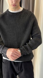 Базовый премиальный мужской свитер из плотного хлопка knit pullover