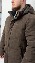 Зимняя мужская вельветовая куртка в стиле оверсайз brown soul