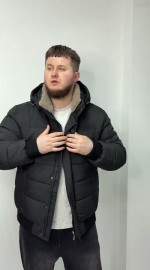 Теплая мужская куртка-бомбер с плотными манжетами sherpa-collar