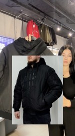 Чоловічий двошаровий зимовий бомбер з імітацією худі dual-layer 